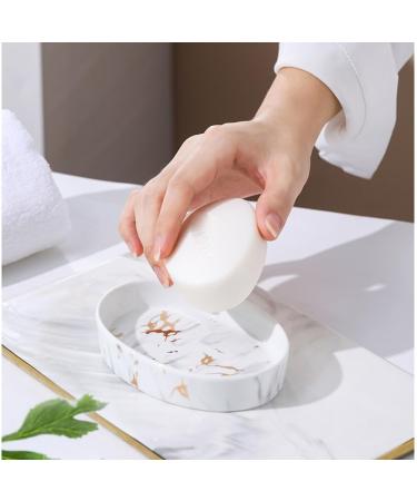 Shop Pochy Ceramic Marbling Bathroom Set - 4-Piece Light Gray Toilet Accessories | International Shipping Available - Buy Online on GoSupps.com