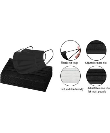 ZIYE Disposable Face Masks - 3 Ply Black Mouth Cover, 50PCS, Breathable & Comfortable - Buy Online on GoSupps.com