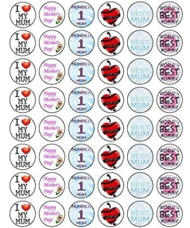 48 x MOTHERS DAY PREMIUM EDIBLE RICE PAPER FAIRY CUP CAKE TOPPERS D1 - Buy Online on GoSupps.com