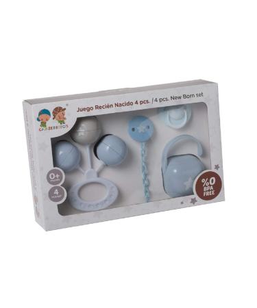 Gamberritos Newborn 4-piece pacifier set pacifier chain rattle (blue)