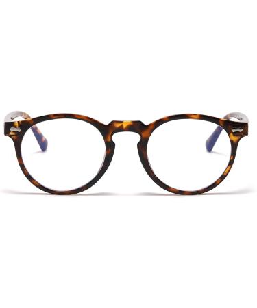 JOVAKIT Round Blue Light Glasses for Women & Men | Fashion Retro Circle Frame Computer Eyeglasses | Anti Eyestrain | 01 Brown Tortoise 48mm - Buy Online on GoSupps.com