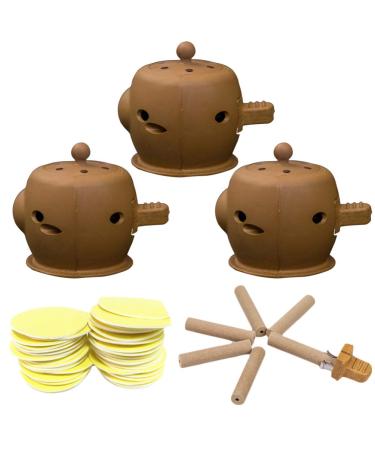 Milisten Moxibustion Kit 3pcs Moxa Moxibustion Boxes 100pcs Moxa Sticks 100pcs Moxa Heat Patches Moxibustion Stick Burner