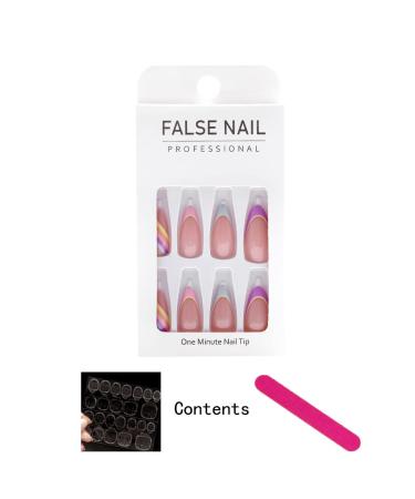 Sethexy Abstract Almond Shape False Nails - 24 Stylish Acrylic French Press-On Nails for Women & Girls - Perfect Swirl Design - Buy Online on GoSupps.com