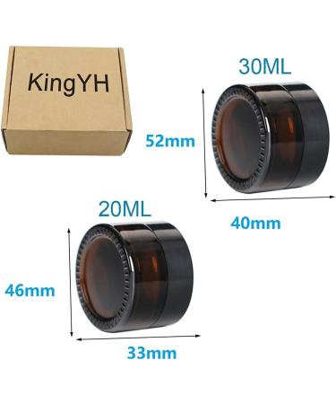 Kingyh 4-Piece Amber Glass Bottles - 20ml & 30ml Fillable Containers for Cosmetics & Essential Oils - Buy Online on GoSupps.com