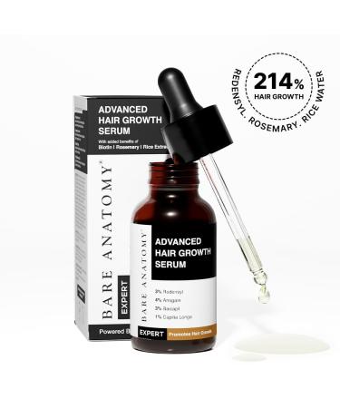 Bare Anatomy Advanced Hair Growth Serum - 3% Redensyl 4% Anagain 3% Baicapil | Hair Fall Control for Women & Men | 30mL - Buy Online on GoSupps.com