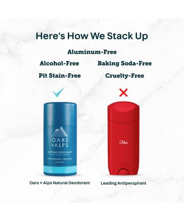 Oars + Alps Fresh Ocean Splash Deodorant - 2.6oz Aluminum-Free, Alcohol-Free, Vegan & Gluten-Free - Unisex Formula for Men and Women - Buy Online on GoSupps.com