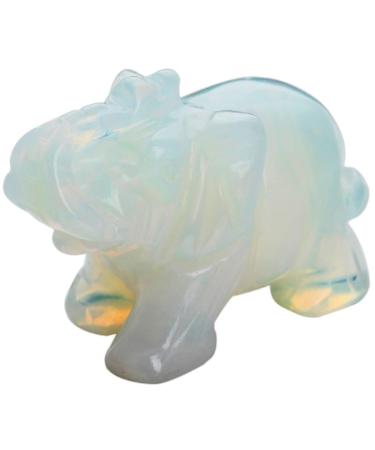 Nupuyai elephant figure gemstone crystal lucky elephant healing stone lucky charm elephant figure Reiki Fengshui decoration 7#white-opalite