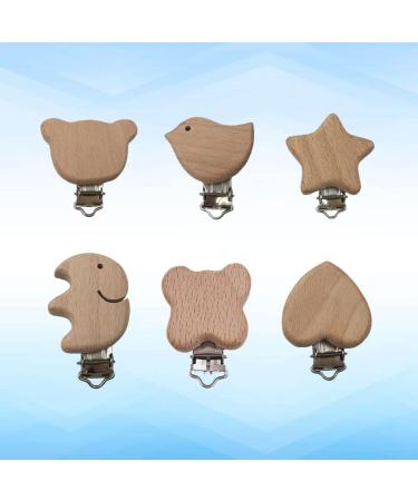 Toyvian 12 pcs Pacifier Clips Wooden Pacifier Clip Baby Teeth Comfor Tools Baby Pacifier Clips Cute Star Heart - Buy Online on GoSupps.com