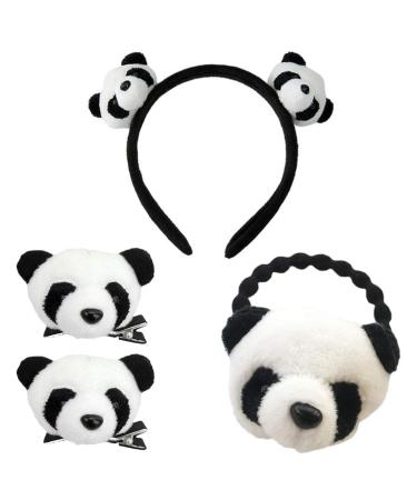 KESYOO 4Pcs Panda Headband Lovely Ear Panda Headband Stretch Hair Tie Hair Accessories for Girls