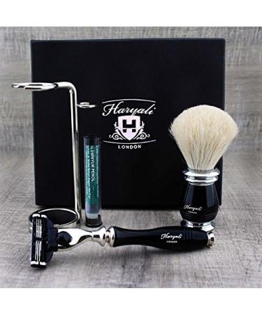 Premium Men's Shaving Kit - 3 Edge Razor Badger Hair Brush & Stand - Perfect Gift for Men - Buy Online on GoSupps.com