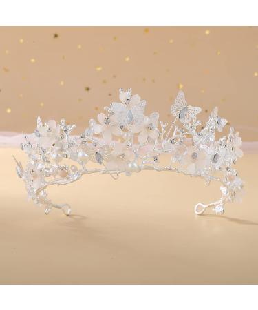 Baroque Pearl Rhinestone Princess Crown Wedding Tiara - Silver - Buy Online on GoSupps.com