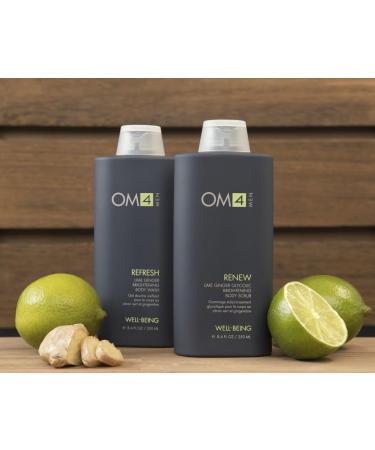 OM4 Renew Lime Ginger Glycolic Brightening Body Scrub - Men's Exfoliating Body Care with Vitamin C for Radiant Skin - Buy Online on GoSupps.com