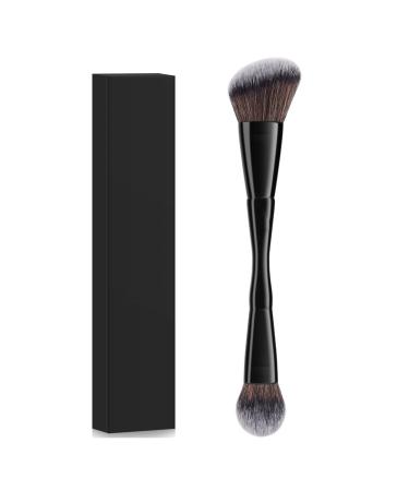 Double-headed bevel/dome contour makeup brush YHDDS Foundation Makeup Brush For Blending Liquid Powder Concealer Cream Cosmet (Color : Black)