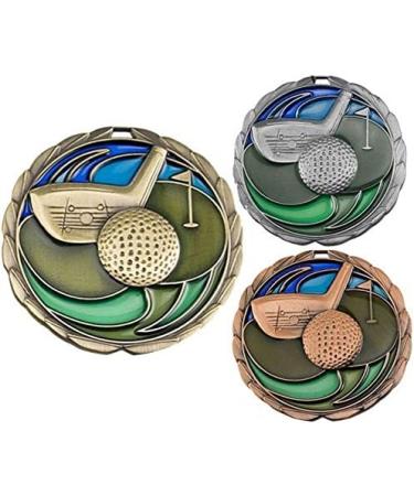 Golf Color Medal - 2.5 Tournament Medallion with American Flag Ribbon GOLD - Buy Online on GoSupps.com