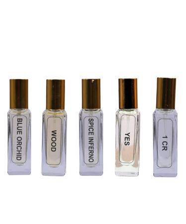 Blue Orchid Wood Spice Inferno Yes 1Cr| Luxury Eau De Perfume| 5x20ML Set (100ML)| 35% Concentration Oil Perfume| Luxury Perfume For Mens| 8HR Long Lasting| Best Perfume Set