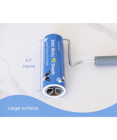 Yabeepet Extremely Sticky Lint Roll - Pet Hair Remover for Dogs & Cats 90 Sheets 16cm Wide Long Handle - 6 Rolls + 2 Refill Packs - Buy Online on GoSupps.com