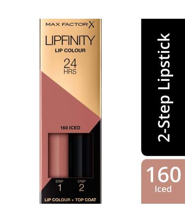 Max Factor Lipzinity Lip Color Iced 160 - Long-Lasting Kussecht Lipstick with 24-Hour Wear Intense Color Precise Applicator & Nourishing Gloss Top Coat - 2 Pieces (1 Pack) - Buy Online on GoSupps.com