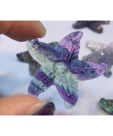 1pcs Natural Rainbow Fluorite Starfish Carved Quartz Crystal Starfish Stone Crystal Charms Women Jewelry Gift Full of Texture - Buy Online on GoSupps.com