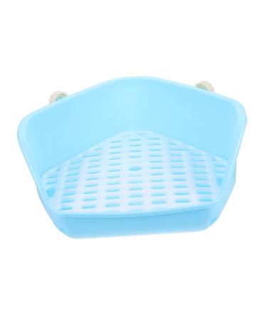 HAPINARY Box Rabbit Toilet Corner Litter Pan Rabbit Cat Litter Tray Chinchilla Potty Toilet Pan Tray Plastic 33X29.5X14CM Blue