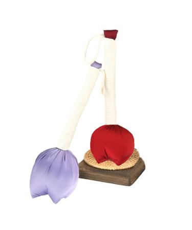 2 Pack of handmade massage hammer tulip-shaped satin-complicit-meridian massage hammer knocking acupuncture points for reducing fatigue suitable for back shoulders neck and leg 11 in random color