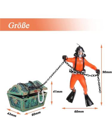 Buy Mesee Fish Tank Ornament - Diver Treasure Hunter & Treasure Chest Decoration for Aquarium - Vibrant Orange Action Decor - Buy Online on GoSupps.com