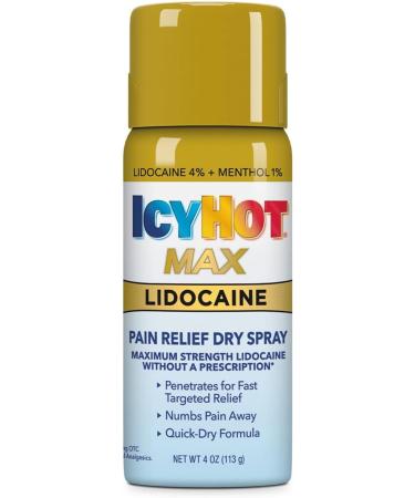 Max Strength Icy Hot with Lidocaine Dry Spray 4oz - Pain Relief Spray for Fast Relief | Buy Online Now - Buy Online on GoSupps.com