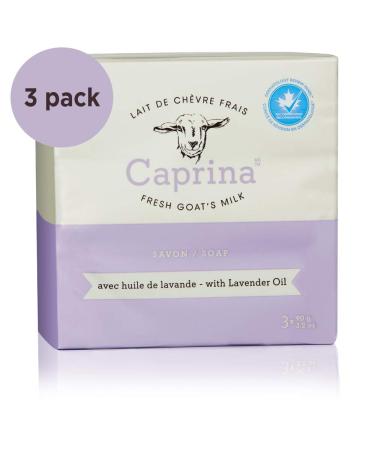 Caprina Fresh Goat's Milk Soap Bar with Lavender Oil - 3 Bars (3.2 oz each) | Natural Moisturizing Soap - Buy Online on GoSupps.com