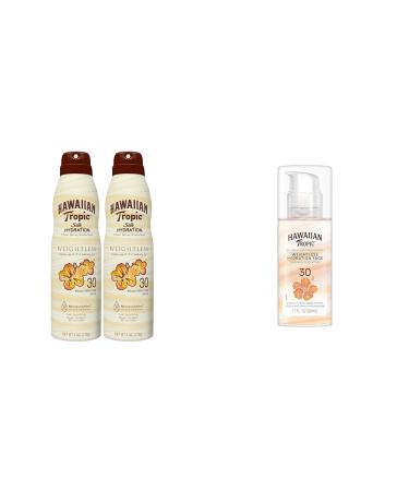 Hawaiian Tropic Weightless Hydration Clear Spray Sunscreen SPF 30 & Weightless Hydration Lotion Sunscreen for Face SPF 30 1.7oz | Travel Size Sunscreen Oil Free Face Sunscreen