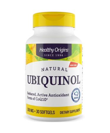 Healthy Origins Natural Ubiquinol with Kaneka QH 300mg high dose 30 soft capsules laboratory testing gluten -free soybreis without genetic engineering