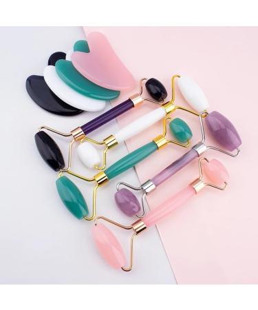 Jade Roller Gua Sha Set Natural Face Roller Skin Care Tools for Puffy Eyes Relief Anti Aging (White Jade) - Buy Online on GoSupps.com