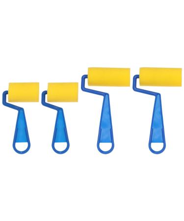 NUOBESTY Painting Foam Brush Roller 4pcs, DIY Art Painted Sponge Brushes Childrens Paint Foam Brushes Foam Rollers Early Educational Graffiti Painting Art Supplies (Yellow)