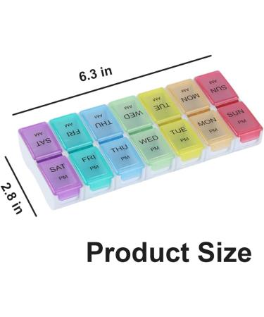 Detachable Weekly Pill Box Organizer - 7 Day 2 Times a Day - 14 Compartments - Travel Pill Holder for Vitamins and Medication - Rainbow B - Buy Online on GoSupps.com