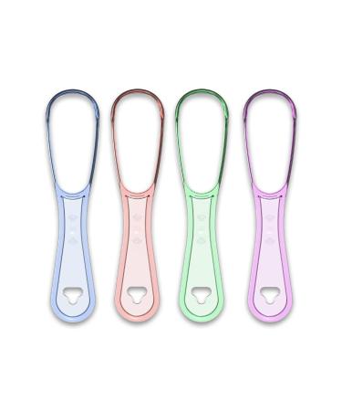 Bokioesde Tongue cleaner scraper foster tool hygiene brush simple useful unisex reusable toothbrush for children when traveling 4 pieces/mixed color