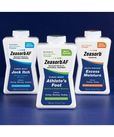 Zeasorb-AF Super Absorbent Antifungal Treatment Powder for Jock Itch 2.5 oz - Fast Relief - Buy Online on GoSupps.com
