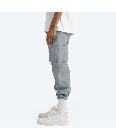 Men's Plus Size Cargo Pants with Pockets | Drawstring Trousers | Solid Color Gym & Outdoor Wear - Gray | Medium - Buy Online on GoSupps.com