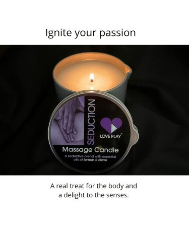 LOVE PLAY Seduction Massage Candle - Luxurious Body Oil for Couples - Natural Vegan Lemon & Clove 6.76oz - Buy Online on GoSupps.com