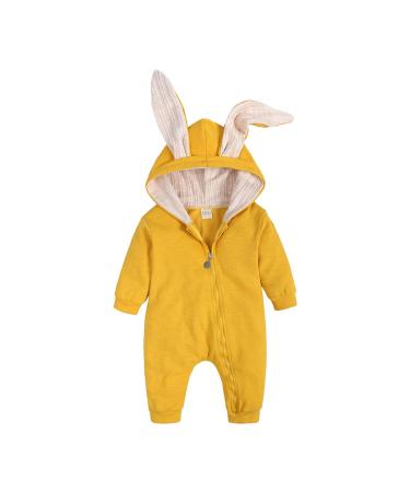 Kids Tales Newborn Baby Winter Warm Outfits Cute Rabbit Ear Hooded Zipper Romper 18-24 Months #01 Color 04