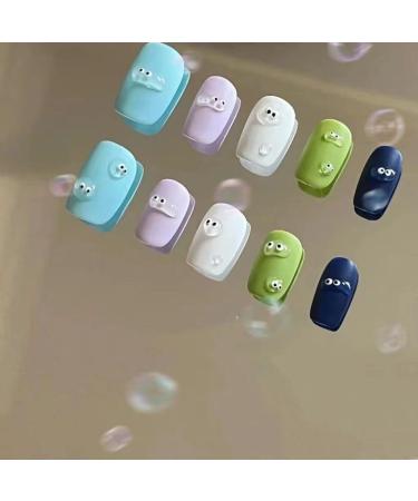 Temperament Enhancement Nail Patch Cute Short Candy Macron Scrub Cute Little Eyes Daily Short Hand-Worn Nail (10-Piece Pack) (Size : M) Medium - Buy Online on GoSupps.com