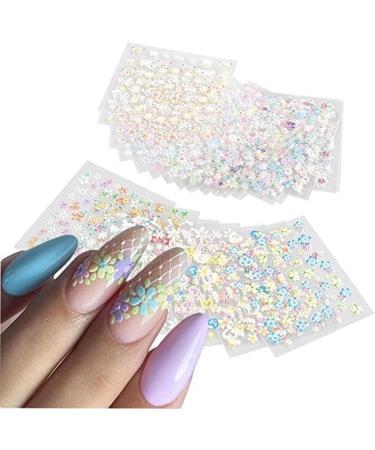 Colorful Flower Nail Art Stickers Decals - 3D Self-Adhesive Designs for Manicure - 30 Sheets - Buy Online on GoSupps.com