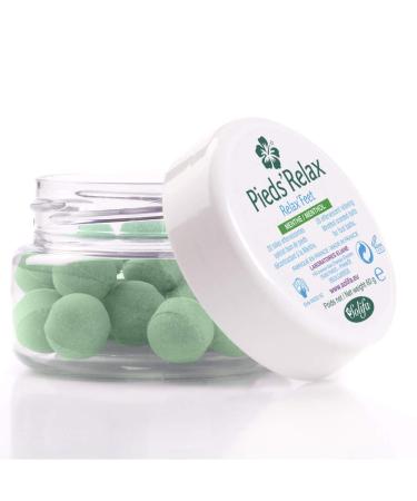 Eurotel Pieds Relax (Mint) - Foot Bath Treatment - 20 Effervescent Marbles with Calming and Refreshing Essential Oils - Origin: France