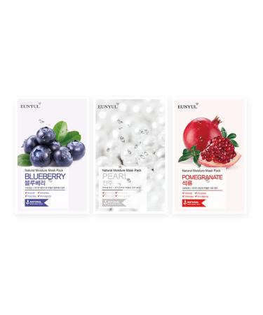 [PACK OF 10] EUNYUL Natural Sheet Mask Variety Pack - Korean Skincare with Aleo, Collagen, Pearl, Hyaluron, Avocado, Pomegranate, Vitamin, Blueberry, Green Tea, and Cucumber - Buy Online on GoSupps.com