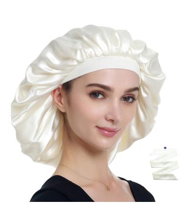 Alnorm Extra Large Satin Sleep Cap - Double Layer White | One Size for Ultimate Comfort - Buy Online on GoSupps.com