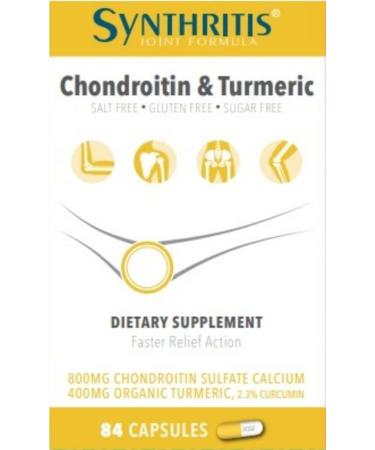 SYNTHRITIS Calcium Chondroitin Organic Turmeric Capsules - 28-Day Supply, 84 Capsules - $1.43 per 3-Capsule Serving - Buy Online on GoSupps.com