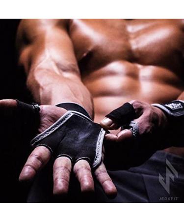 JerkFit WODies Hand Grips with Wrist Wraps | Black Medium 3.5-4 | Prevent Blisters and Rips for Weightlifting, Pull-Ups, Cross Training, WODs, Gymnastics | Men and Women - Buy Online on GoSupps.com