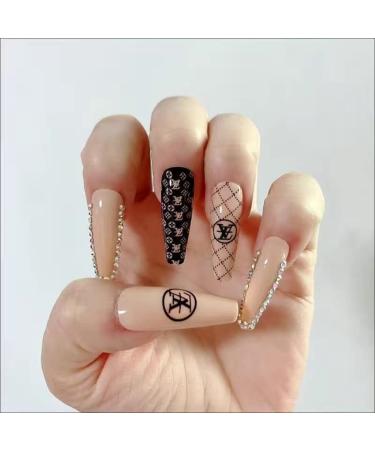 Long Press-on Nails with Coffin Designs for Women - False Fake Nails with Jelly Glue | MS-M214 - Buy Online on GoSupps.com