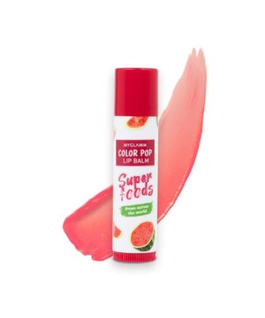 Superfood Color Pop Lip Balm-Watermelon -4.6gm Natural Ingredients for Women Dark Lips to Lighten Provides Moisture to Dry Lips Suitable for All