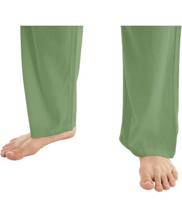 YuKaiChen Men's Casual Beach Pants Drawstring Cotton Linen Yoga Trousers - Fruitgreen - Buy Online on GoSupps.com