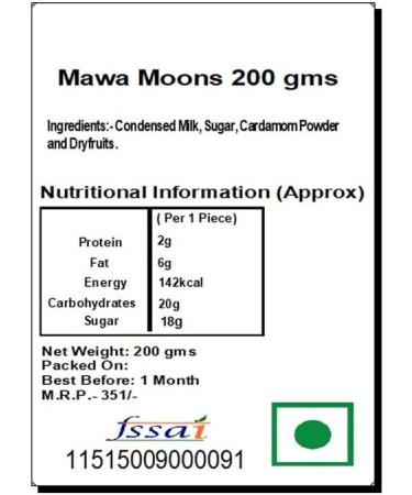 Ghasitaram Gifts Valentines Gift for Girlfriend/Boyfriend/Husband and Wife - mawa Sweets Mawa Moons 200 GMS - Buy Online on GoSupps.com