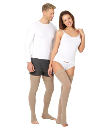 Pani Teresa Medica - Medical thighs compression stockings - with an open tip - for women and men - (class 1 15-21 mmHg) - thrombosis socks - Support stockings for the hole 5 - Lang: A - third picture