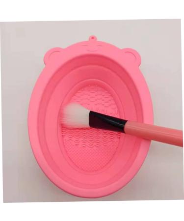 Buy Foldable Silicone Makeup Brush Cleaning Mat & Bowl - Pink Brush Cleaner Pad for Sponges | International Shipping Available - Buy Online on GoSupps.com